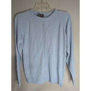 Designers Originals USA made blue Luxelon 34 X-Small button up cardigan sweater